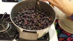 Mashing Concord Grapes