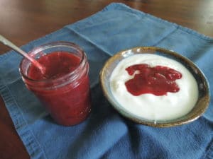 cherry-rhubarb jam-yogurt
